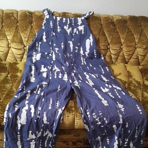 Womens Navy Blue Tie-Dye Oversized Jumpsuit